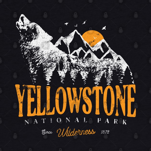 Yellowstone US National Park Wolf Mountains Adventure Vintage by Fitastic